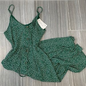 Green floral button front maxi dress